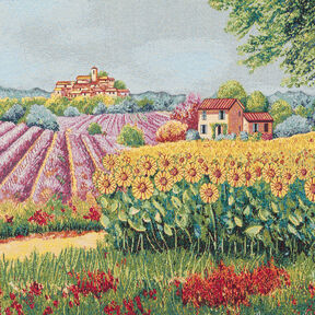 Decopaneel Gobelin bloeiend landschap – karmijnrood/lichtbeige, 