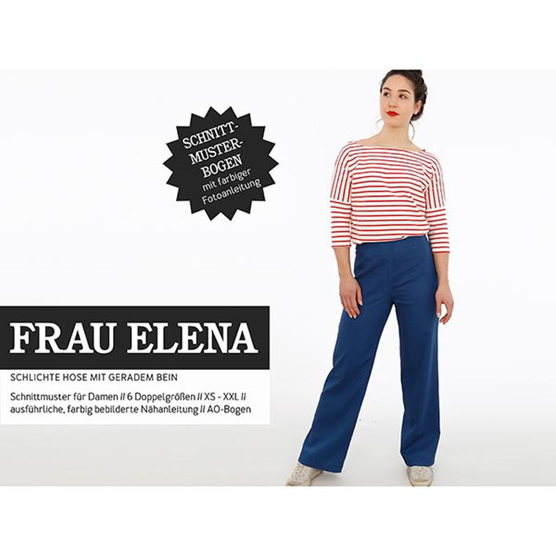 FRAU ELENA - eenvoudige broek met rechte pijpen, Studio Schnittreif  | XS -  XXL,  image number 1