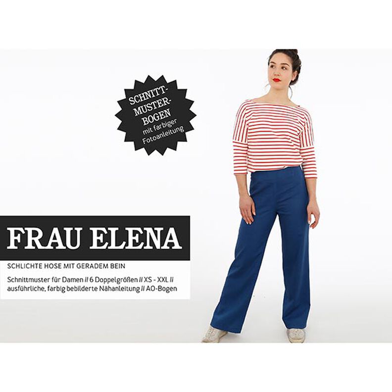 FRAU ELENA - eenvoudige broek met rechte pijpen, Studio Schnittreif | XS - XXL,  image number 1