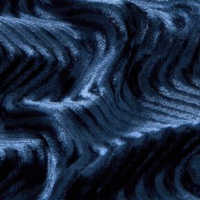 Stretch fluwelen reliëfgolven – marineblauw, 
