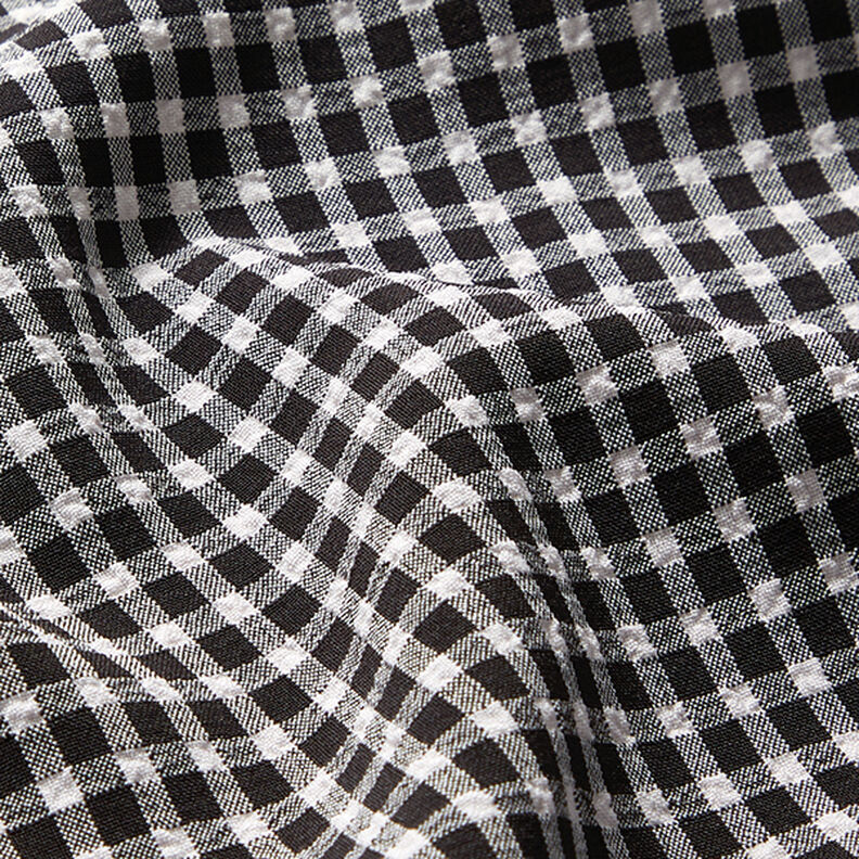 Seersucker kleine ruiten – zwart/wit,  image number 2