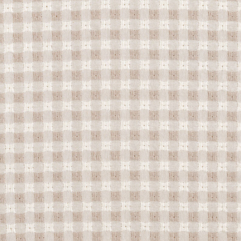 Katoenen stof gestructureerde ruiten – wit/cashew,  image number 1