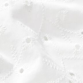 Katoenen stof met los geborduurde bloemranken – wit, 