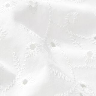 Katoenen stof met los geborduurde bloemranken – wit, 