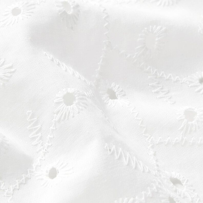 Katoenen stof met los geborduurde bloemranken – wit,  image number 2