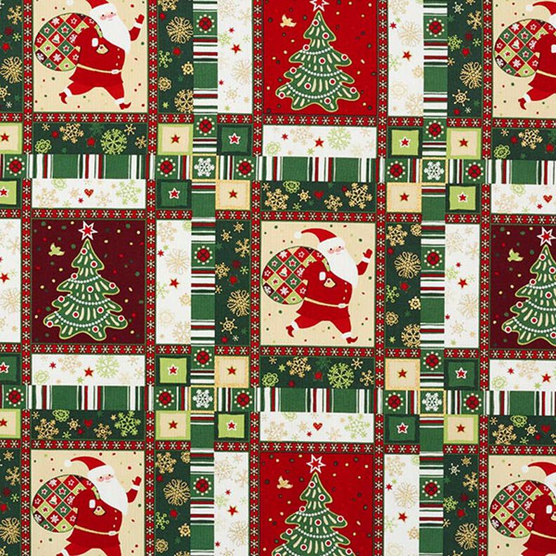 Katoenen stof popeline kleurrijke kerst – groen,  image number 1