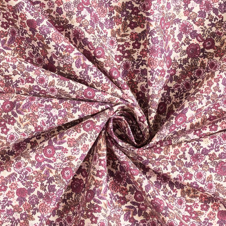 Katoenen stof Cretonne Strooibloemen – creme/druif,  image number 3
