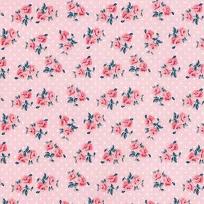 Katoenen stof cretonne Kleine rozen – roze, 