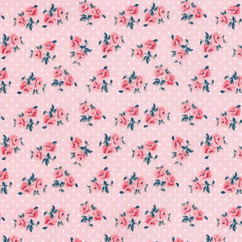 Katoenen stof cretonne Kleine rozen – roze,  image number 1