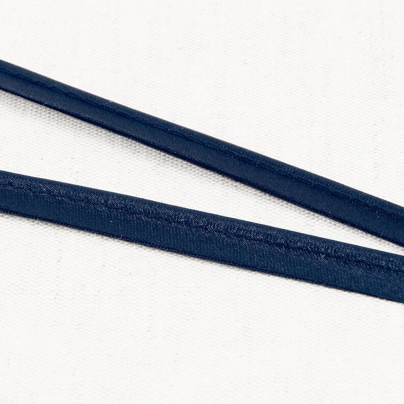 Satijn Paspelband [10 mm] – marineblauw,  image number 1