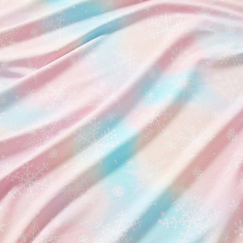 Katoenjersey Sneeuwvlokken aquarel verloop | Glitzerpüppi – ijsblauw/roos,  image number 2