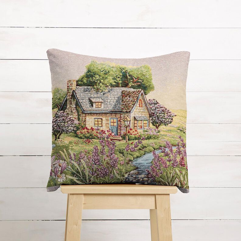 Decopaneel Gobelin romantisch huisje – lichtbeige/lavendel, image number 6
