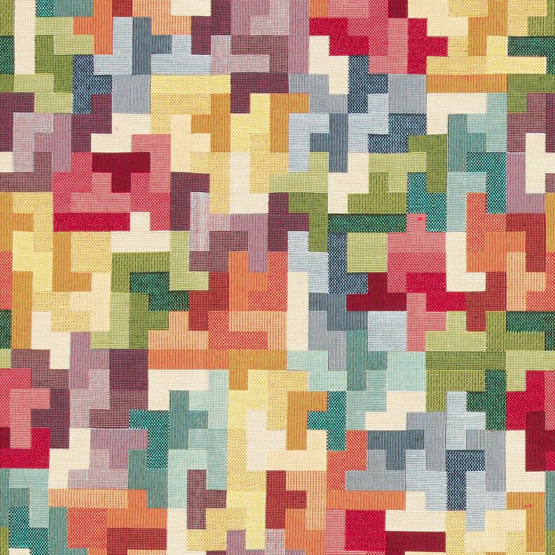 Decostof Gobelin Tetris – karmijnrood/groen,  image number 1