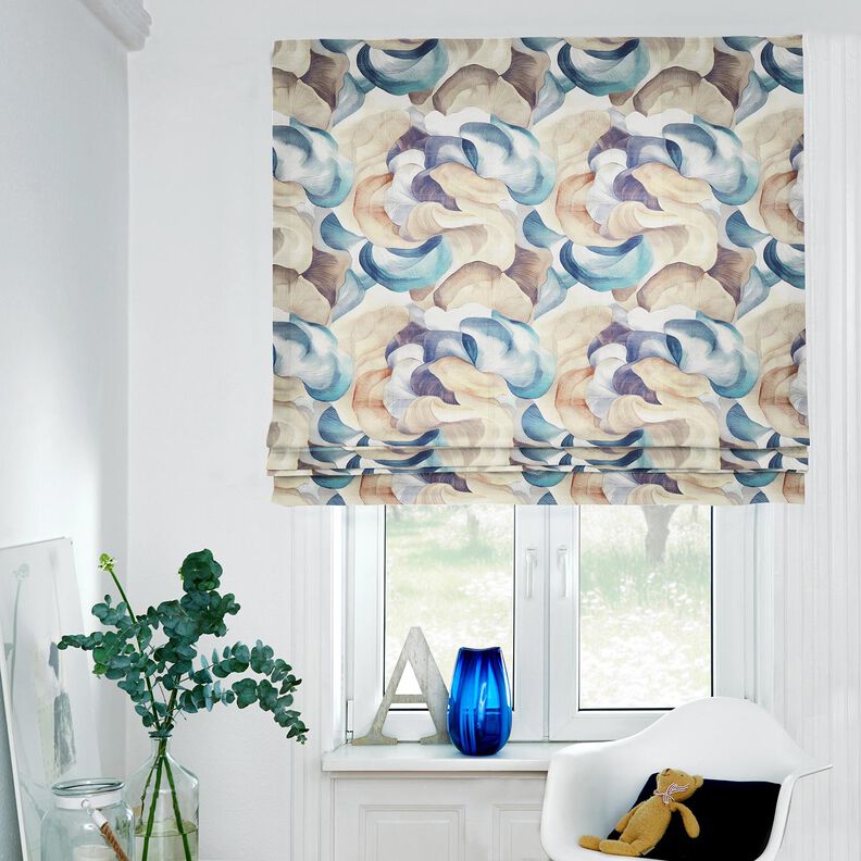 Decostof Half panama abstracte plant – blauw/koper,  image number 6