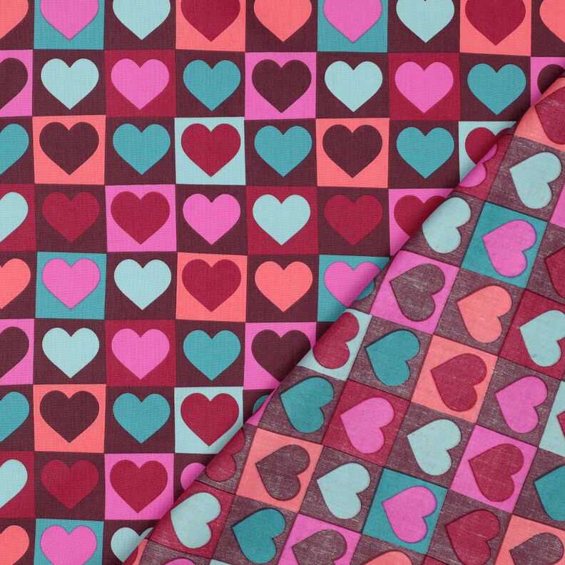 Katoenpopeline Diamanten harten | Poppy Fabrics – roodbruin,  image number 4