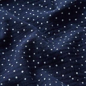 Mousseline/dubbel gehaakte stoffen Stippen – marineblauw/wit, 