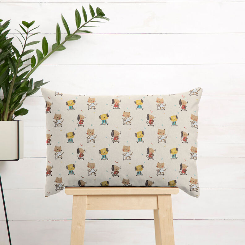Katoenpopeline Katten en honden op rollers – natuur,  image number 8