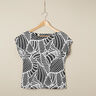 Viscosejersey abstracte bladeren – zwart/wit,  thumbnail number 6