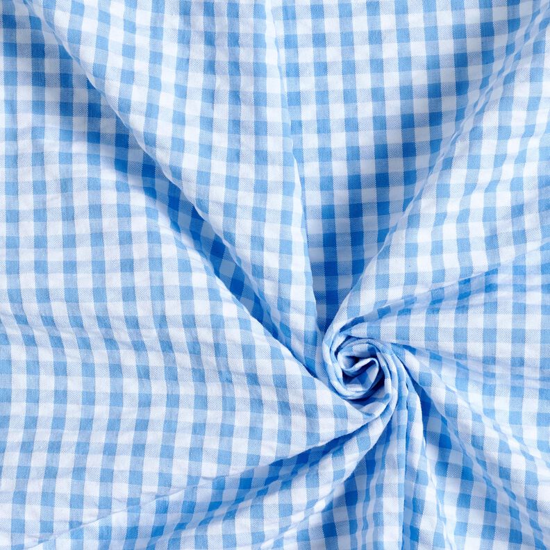 Seersucker Katoen geweven ruit – blauw/wit, image number 3