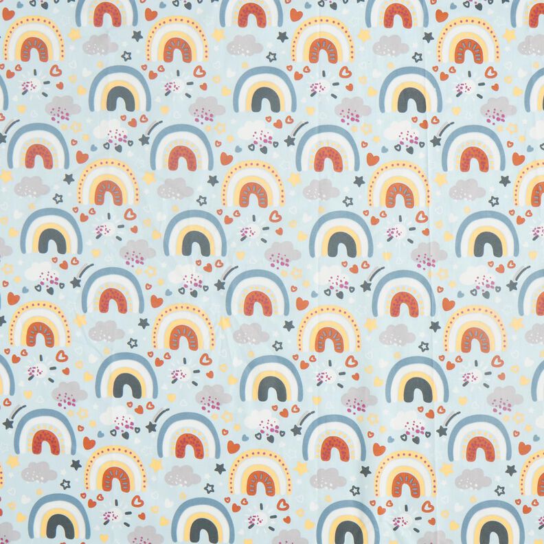Popeline regenboog – lichtblauw,  image number 1