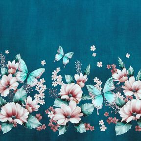 Katoenjersey Vlinderweide | Glitzerpüppi  – licht petroleum/roos,  Katoenjersey Vlinderweide | Glitzerpüppi  – licht petroleum/roos,