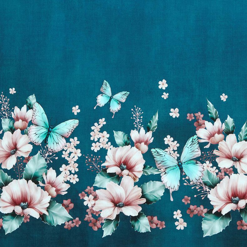 Katoenjersey Vlinderweide | Glitzerpüppi  – licht petroleum/roos,  image number 1