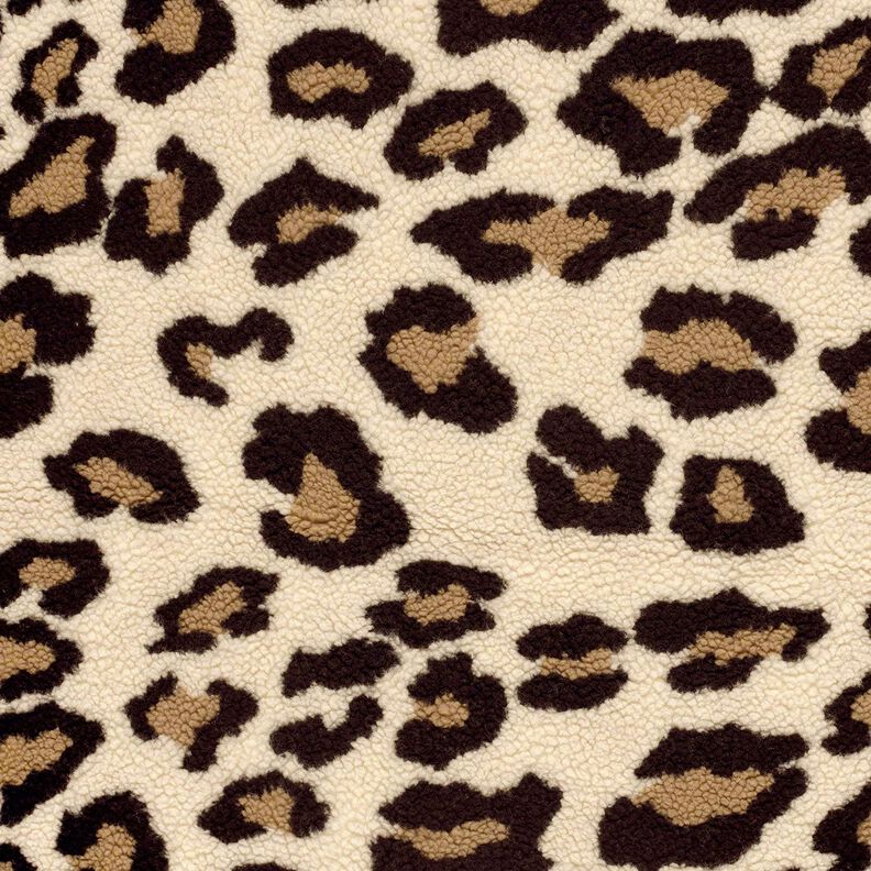 Sherpa teddybeer met luipaardprint – amandel/zwart,  image number 1