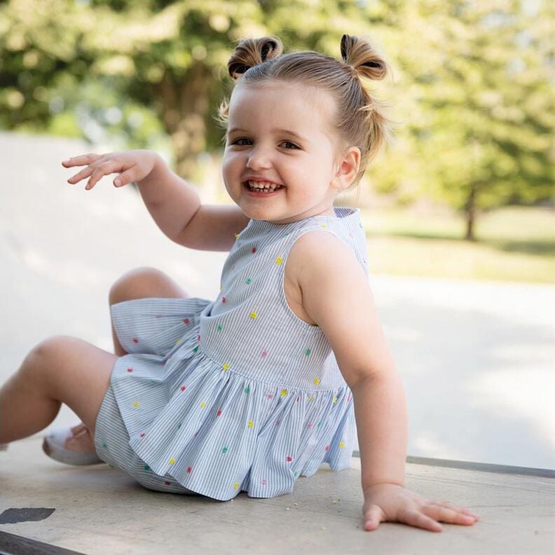 Fijne katoenen batist Dobby en strepen | Poppy Fabrics – lichtblauw/wit,  image number 6