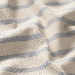Katoenjersey smalle en brede strepen – cashew/lichtblauw, 