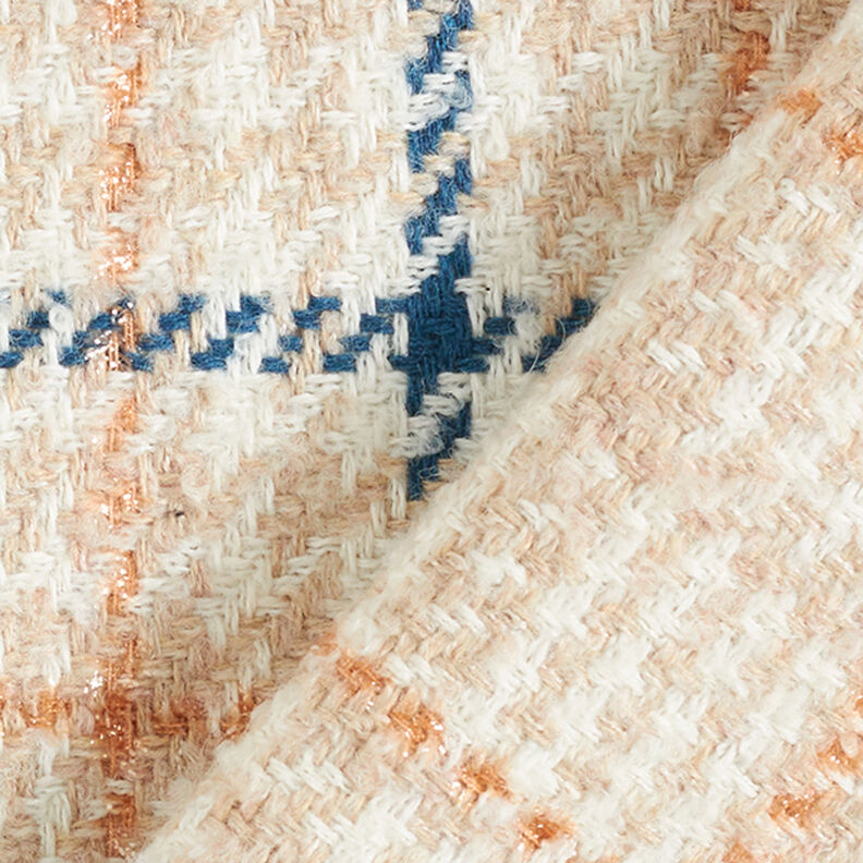 Mantelstof geruit & pied-de-poule – wit/lichtbeige, image number 4
