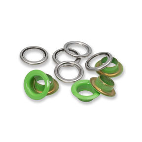 Oogjes met sluitringen [20 stuks | Ø 11 mm] | Prym – lichtgroen/zilver metallic, 