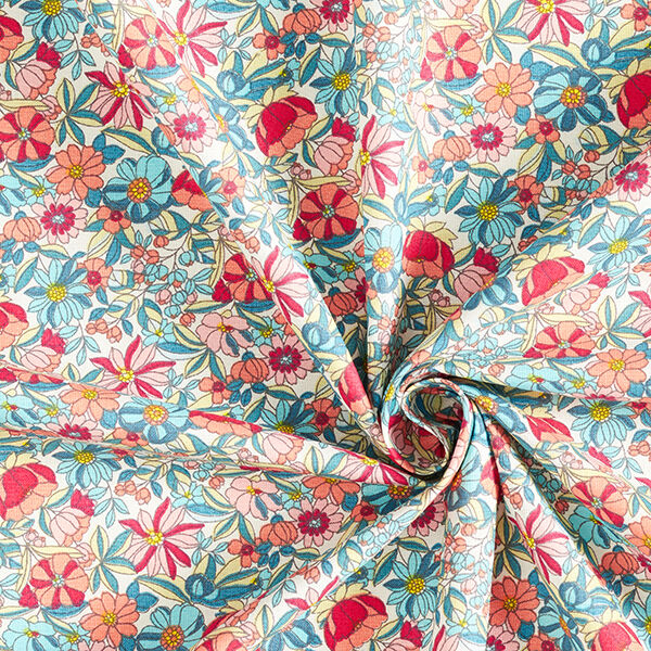 Katoenen stof Cretonne Bloemen – roze, image number 3