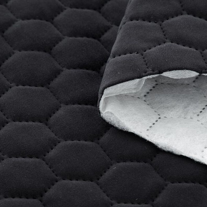 Bekledingsstof doorgestikte fluwelen honingraten – zwart,  image number 3