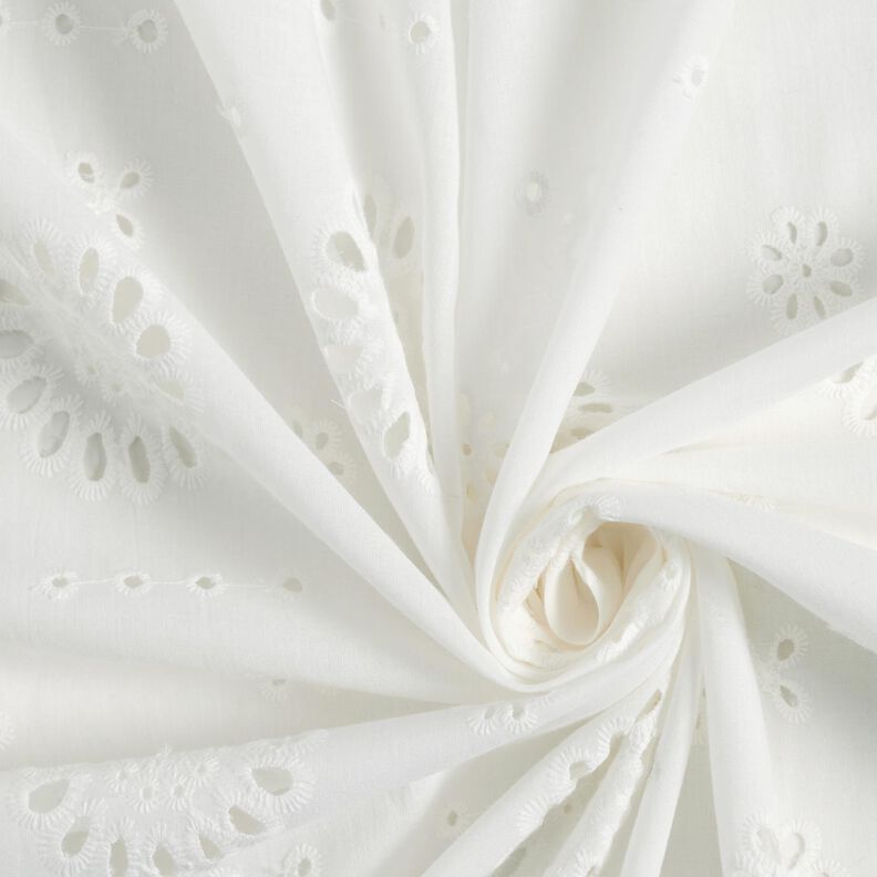 Katoenen stof los borduursel bloemen – wit,  image number 3