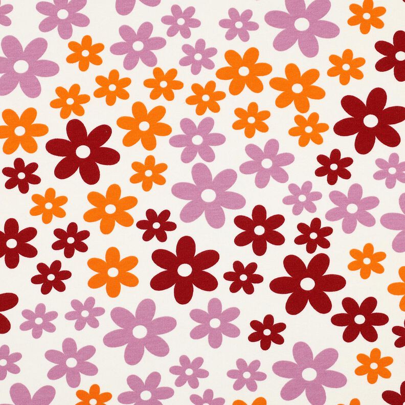 Knuffelsweat bonte bloemen | Poppy Fabrics – ecru, image number 1