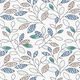 GOTS Katoenjersey Abstracte bladerranken – ecru/blauw,  thumbnail number 1