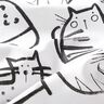 Katoenen stof Cretonne Katten schetsen – zwart/ivoor,  thumbnail number 2