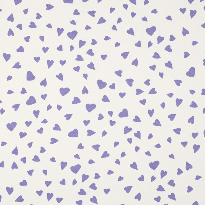 Sommersweat Harten | Poppy Fabrics – ivoor/lila,  image number 1