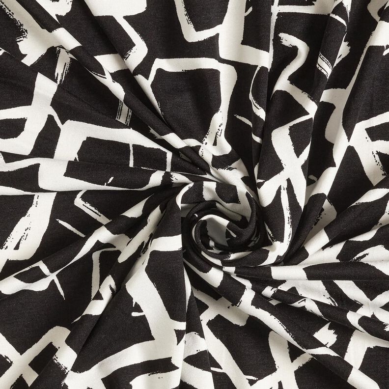 Viscosejersey verspreide diamanten – zwart/ivoor,  image number 3