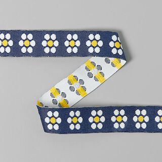 Webband bloem 16 mm) 5 – geel/blauw, 
