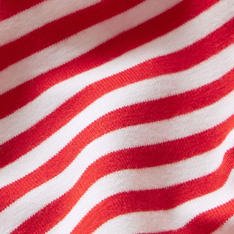 Katoenjersey smalle strepen – rood/wit,  image number 3