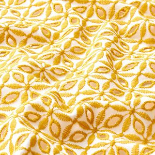 Viscose linnen los borduursel bloesemketting – wit/geel, 
