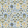 Katoenen stof Cretonne Bloemen-vakjes – wit/stralend blauw,  thumbnail number 1
