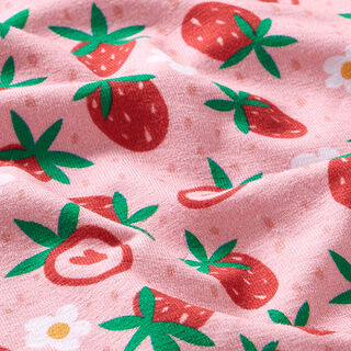 Katoenjersey Schattige aardbeien | PETIT CITRON – roze, 