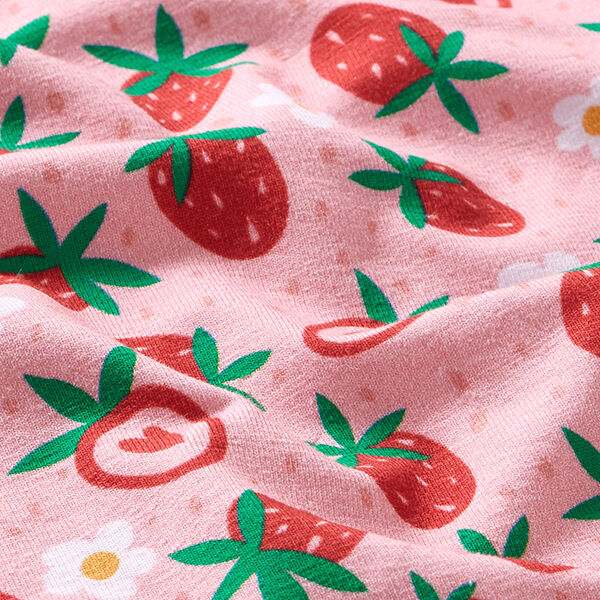 Katoenjersey Schattige aardbeien | PETIT CITRON – roze,  image number 2