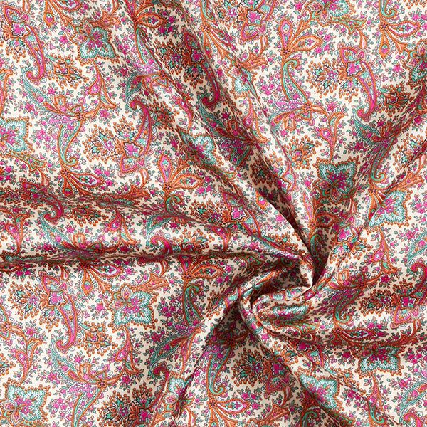Satijn satijn paisley bloemen – natuur/pink, image number 3