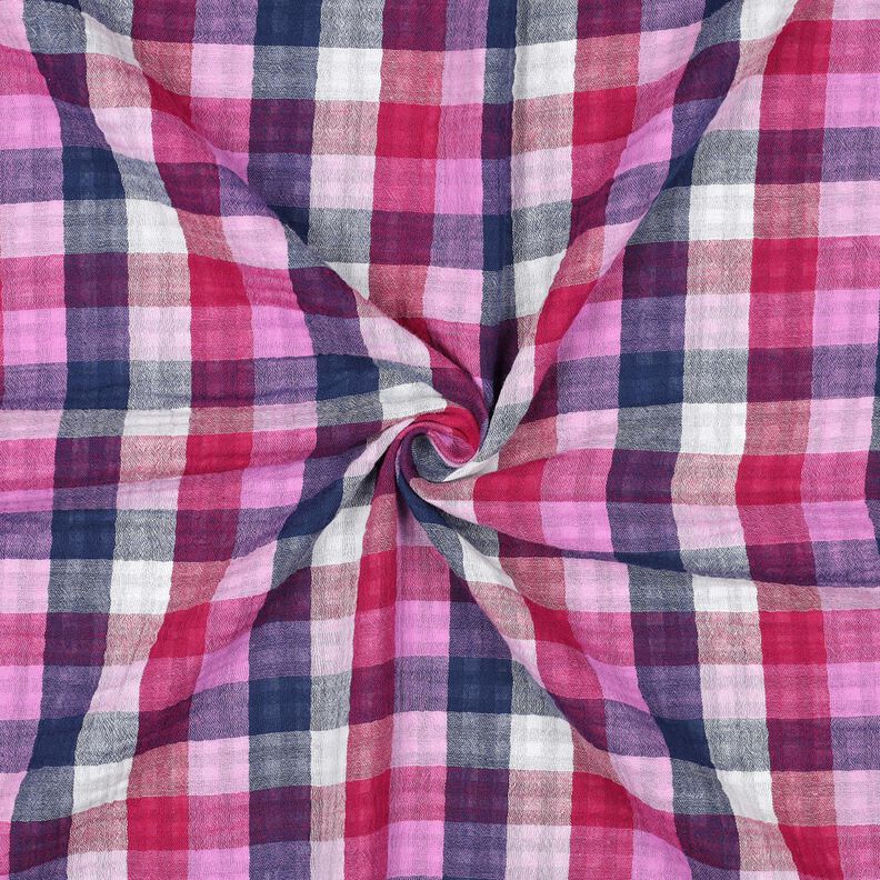 Mousseline/dubbel gehaakte stoffen Ruit Doubleface | Poppy Fabrics – lila/marineblauw, image number 3