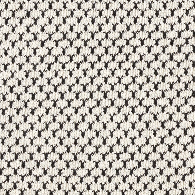 Grofgebreid katoen abstracte stippen – wit/marineblauw,  image number 1