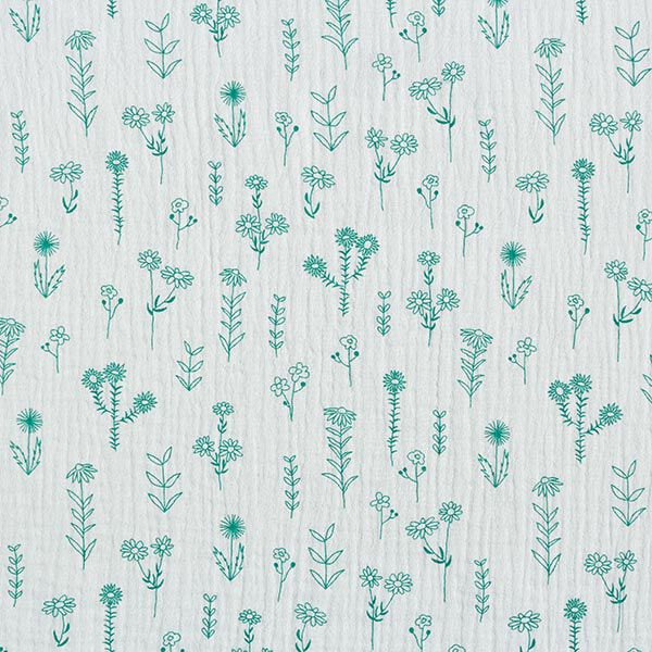 GOTS Mousseline/dubbel gehaakte stoffen Planten | Tula – pastelgroen, image number 1