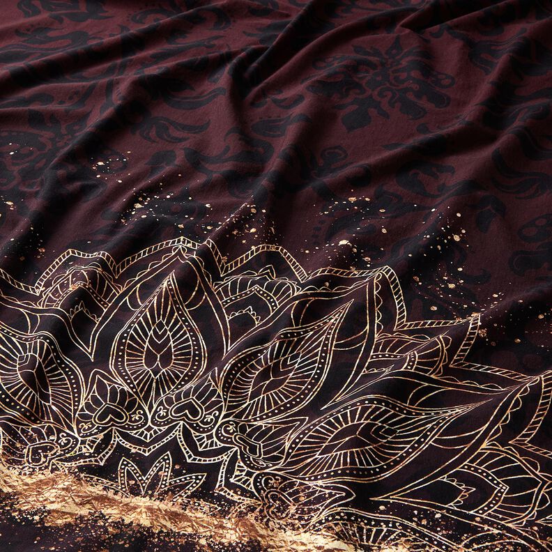KatoenjerseyBorduurstof Mandala met gouden spikkels | Glitzerpüppi – zwartbruin/goud, image number 2